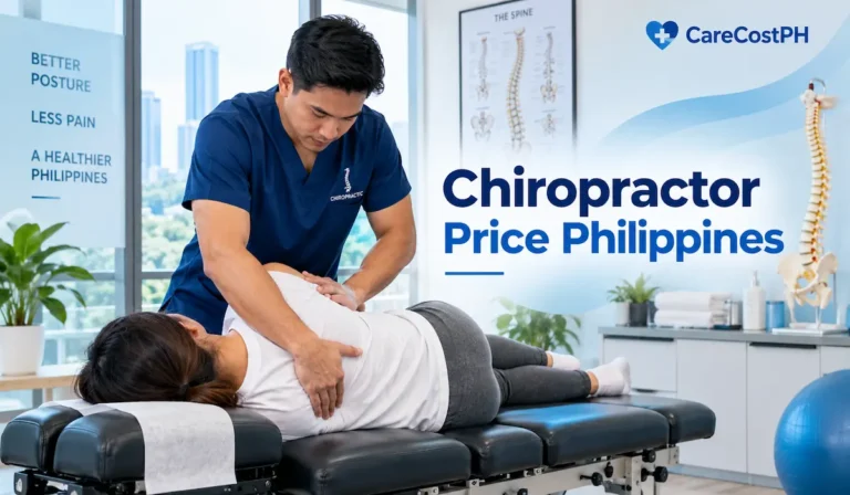 Chiropractor performing a spinal adjustment during a treatment session at a chiropractic clinic in the Philippines.