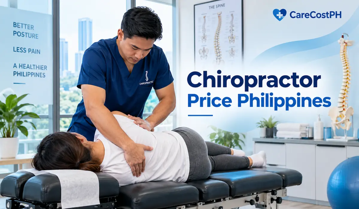 Chiropractor performing a spinal adjustment during a treatment session at a chiropractic clinic in the Philippines.