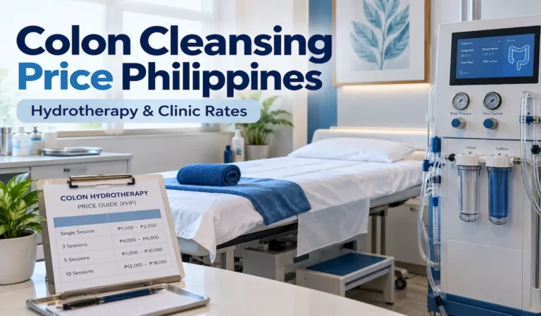 Colon hydrotherapy equipment in a modern wellness clinic illustrating colon cleansing prices in the Philippines.